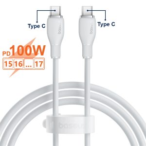 cap sac nhanh 100w baseus type c to type c pudding fast charging cable cho iphone 15 16 samsung laptop tablet huawei xiaomi 34