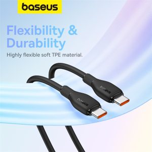 cap sac nhanh 100w baseus type c to type c pudding fast charging cable cho iphone 15 16 samsung laptop tablet huawei xiaomi 8