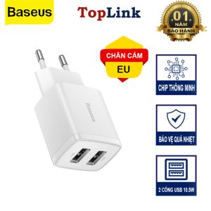 Alternative view of Củ Sạc Nhanh 2 Cổng USB 10.5W BASEUS Compact Charger Nhỏ Gọn, An Toàn, Tương Thích Điện Thoại, Máy Tính Bảng, Quạt Mini