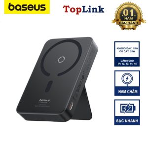 Pin Sạc Dự Phòng Không Dây 15w Baseus Cho iPhone 12 13 14 15 MagPro Magnetic Power Bank Wireless Hít Nam Châm 5000mAh