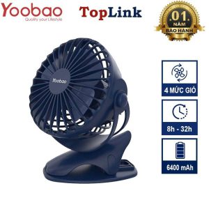 Quạt Kẹp Tích Điện Mini YOOBAO F04 Pin Khủng 6400mAh Chạy 1.5 Ngày Có 4 Mức Gió Siêu Bền