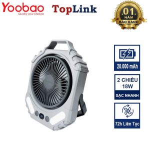 Quạt Tích Điện YOOBAO FD1 Pin Khủng 20000mAh Dùng 75h Kiêm Sạc Dự Phòng Nhanh 18W Động Cơ Không Chổi Than Tiếng Ồn Nhỏ