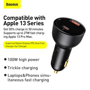 Tẩu Sạc Nhanh Ô Tô 100w BASEUS 1 Cổng USB 1 Cổng PD Công Nghệ Sạc Nhanh Quick Charge QC 3.0 Sạc Đa Thiết Bị, Công Suất Mạnh Mẽ, An Toàn Cho Mọi Chuyến Đi tau sac nhanh O to 100w baseus 1 cong usb 1 cong pd cong nghe sac nhanh quick charge qc 3 0 sac Da thiet bi cong suat manh me an toan cho moi chuyen Di 13